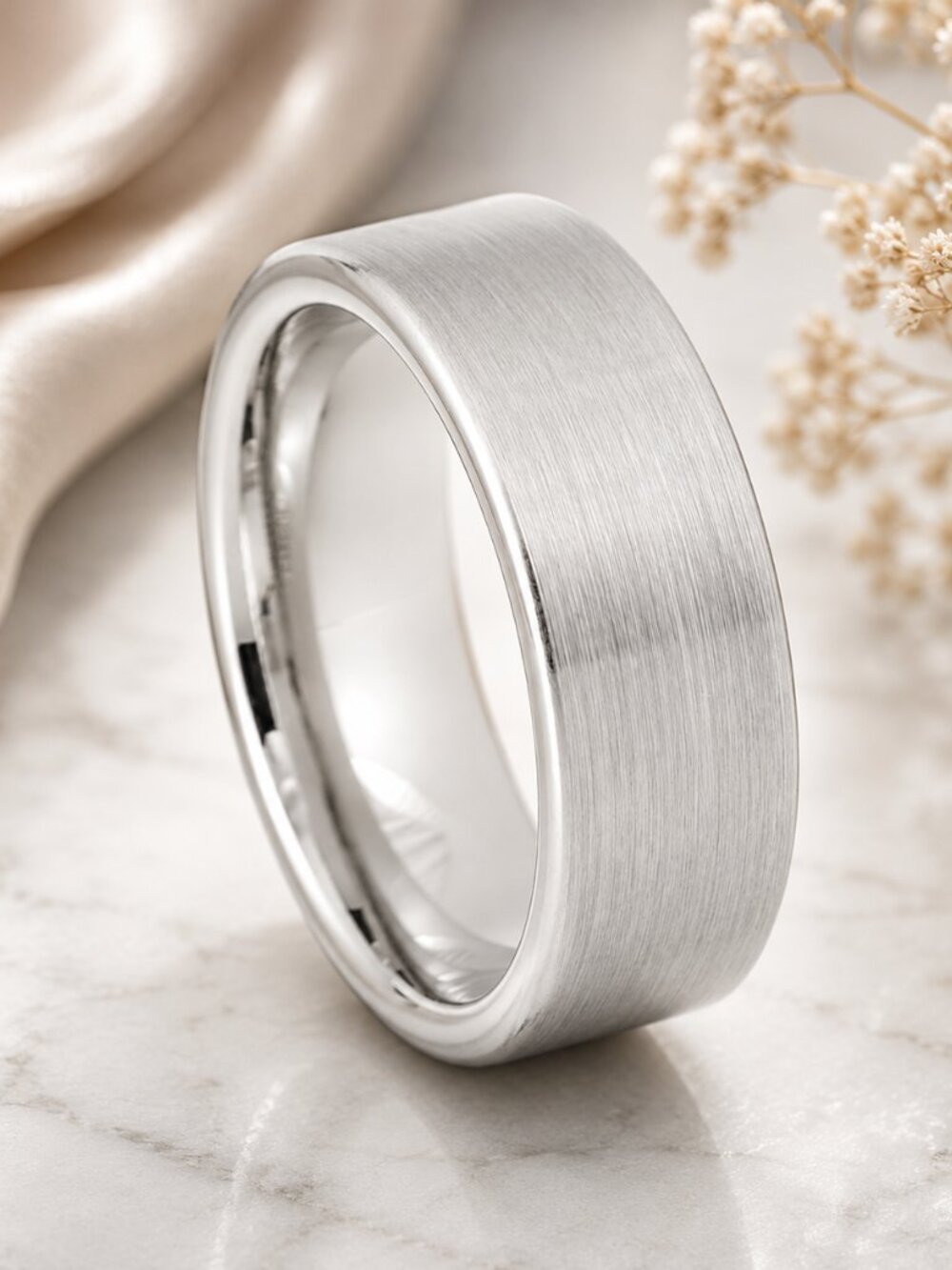 Classic Silver Brushed Tungsten Carbide Wedding Band - GALTUN1178-11